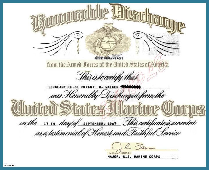 Bryant Walker's Military Discharge 1