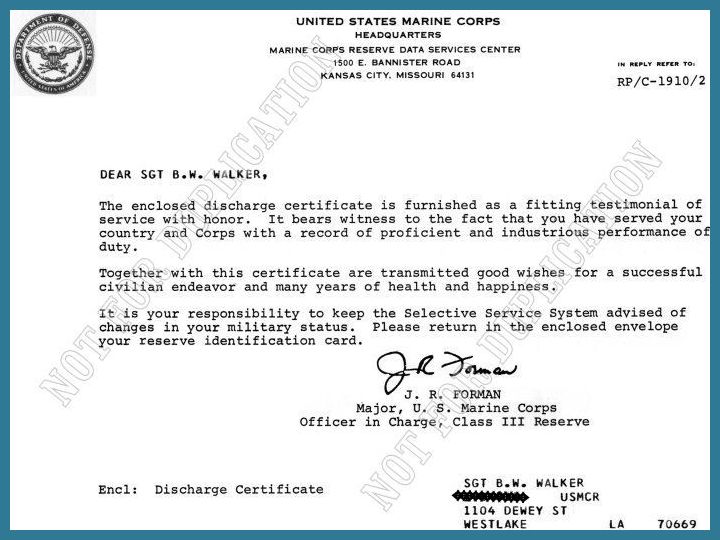 Bryant Walker's Military Discharge 2