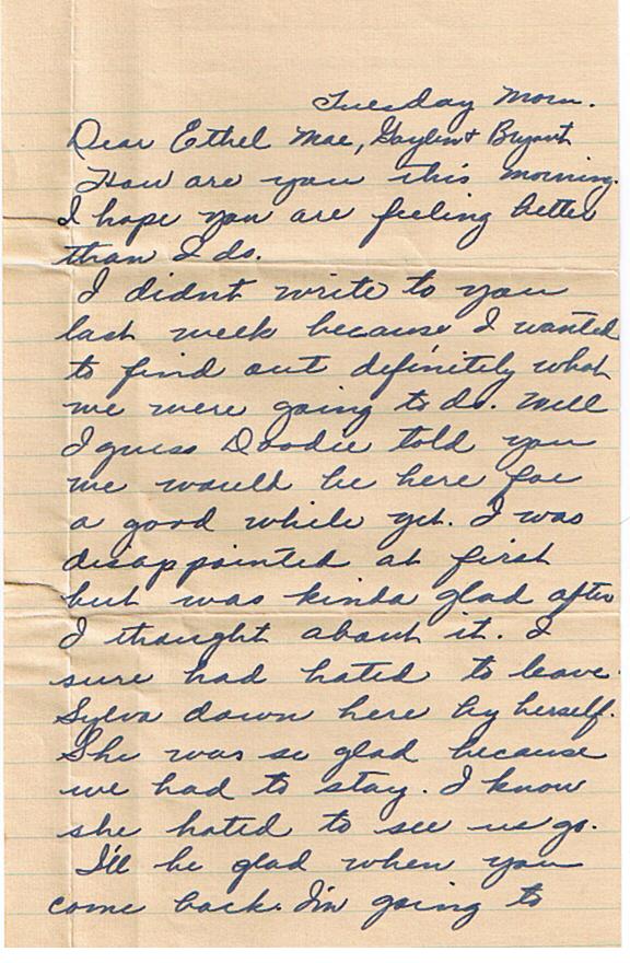 Letter to Ethel Mae Walker<br />
from Rubye Mae (Walker) Causey - 1943 2