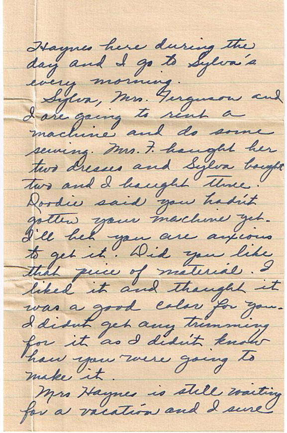 Letter to Ethel Mae Walker<br />
from Rubye Mae (Walker) Causey - 1943 4
