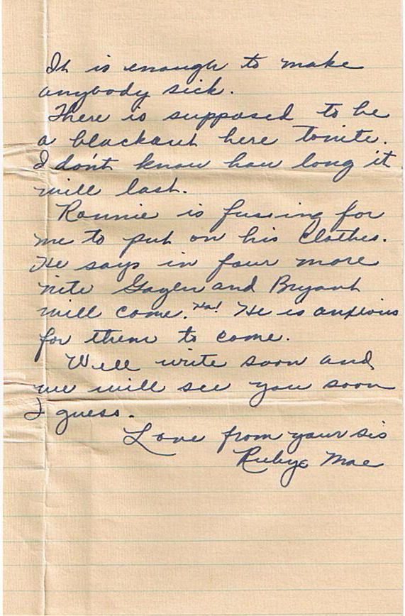 Letter to Ethel Mae Walker<br />
from Rubye Mae (Walker) Causey - 1943 6