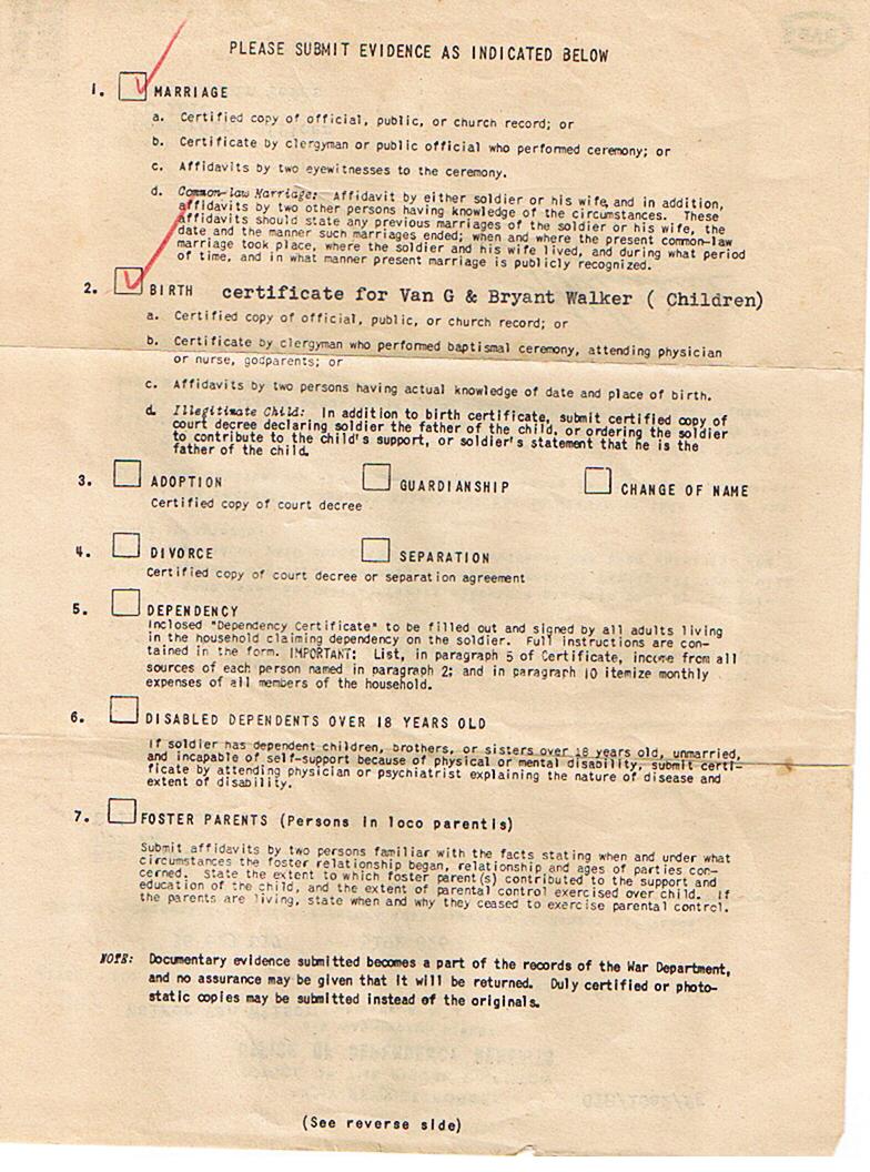 Application for Family Allowance Benefits for Military Dependents - 1945 3