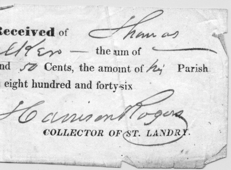 Part of a Thomas J. Walker tax bill - 1846 1