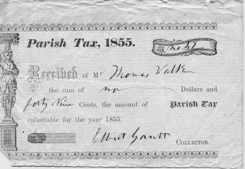 Thomas Jefferson Walker tax bill - 1855 1