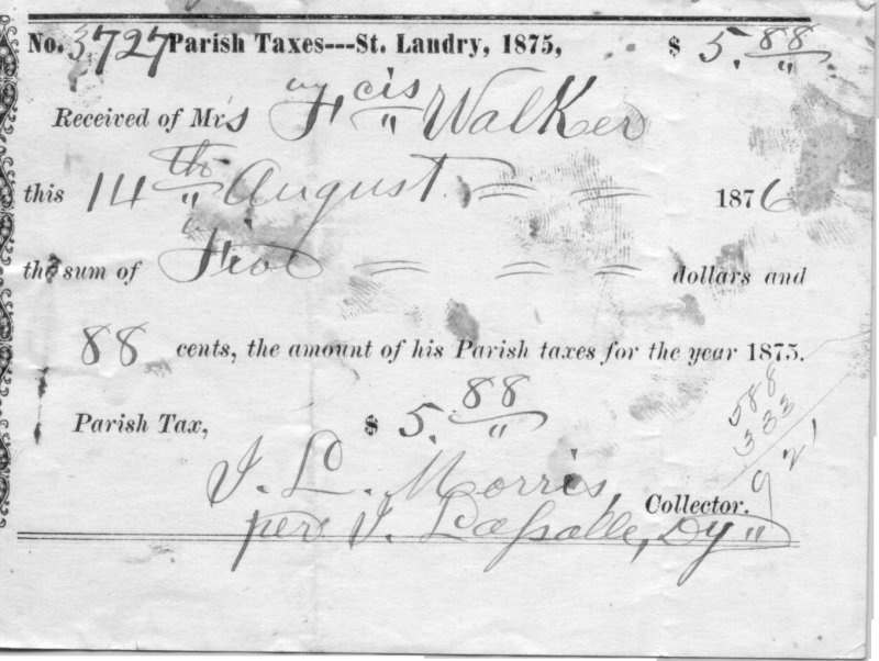 Thomas Jefferson Walker tax bill - 1875 1