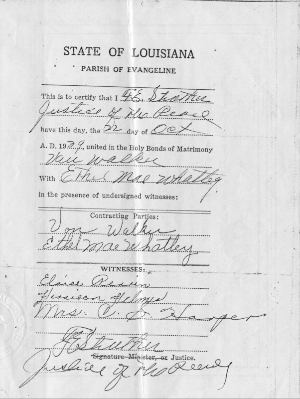 Van Walker and Ethel Whatley marriage license 4