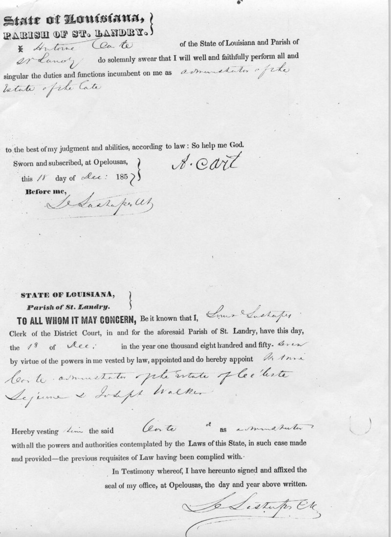 Estate settlement for Joseph Walker - 1857 1