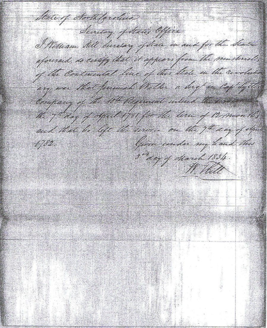 Jeremiah Walker Pension Request - 1833 - 1