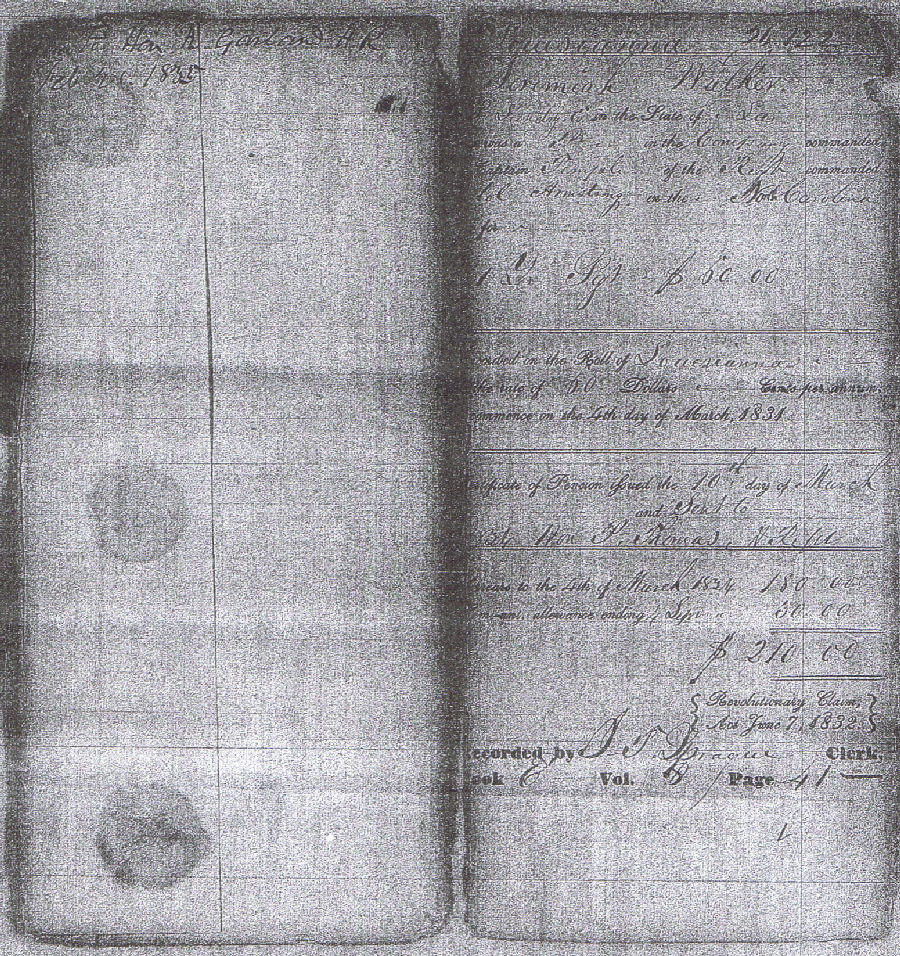 Jeremiah Walker Pension Request - 1833 - 2